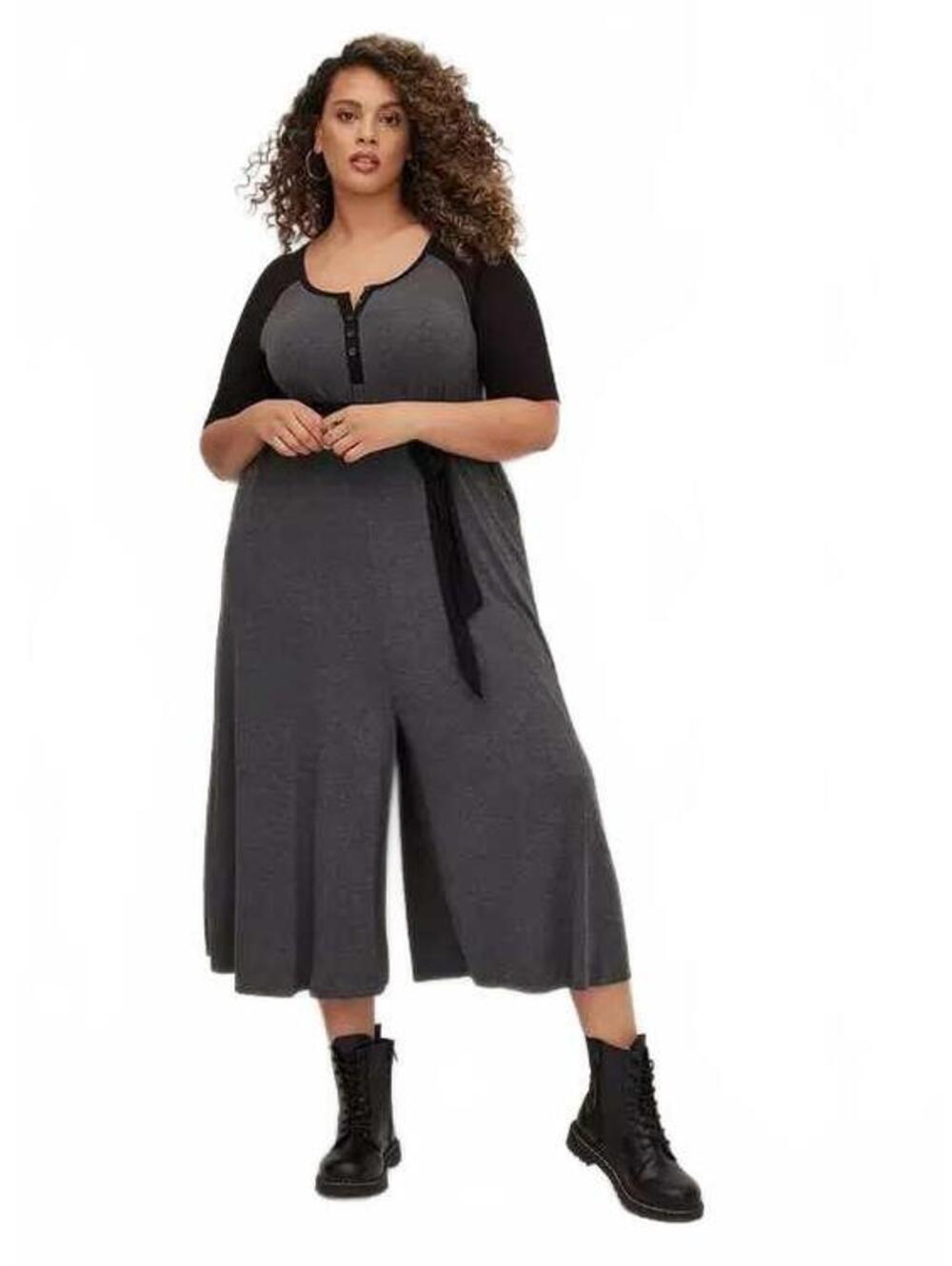 Torrid 3 3X NO Belt Gray Super Soft Culotte Jumpsuit Boho Minimalist Athleisure